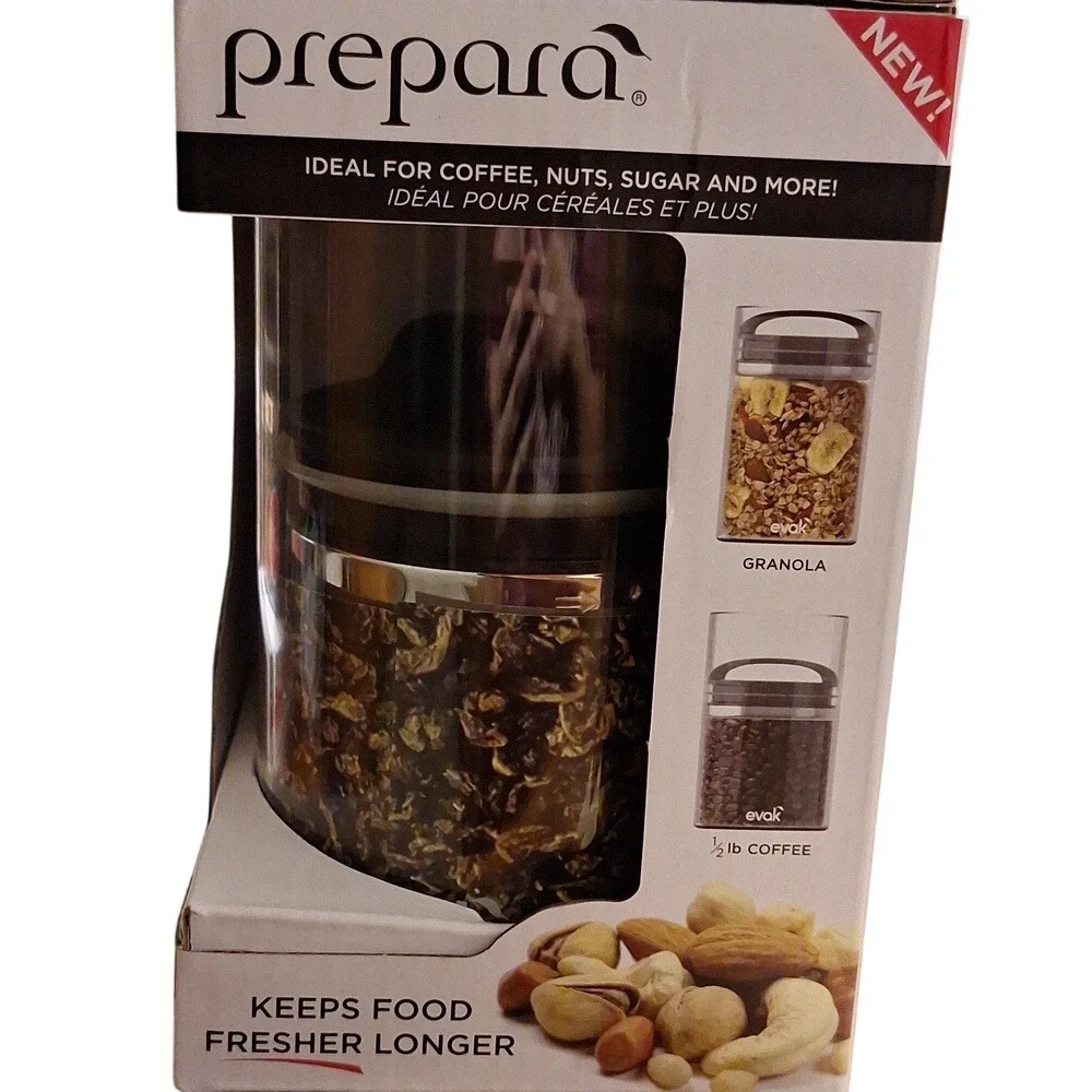 Prepara Evak Airtight Glass Food Storage Canister 24oz Black Soft Touch Handle